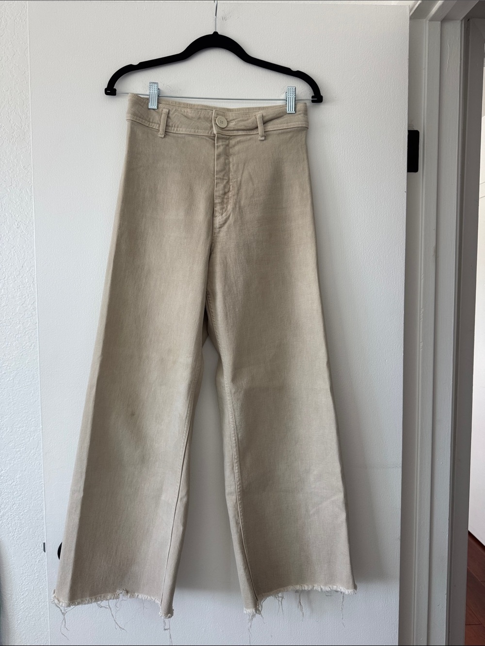 Zara Tan Wide Leg Denim Jeans | Women’s Size 6 | High Rise | Neutral